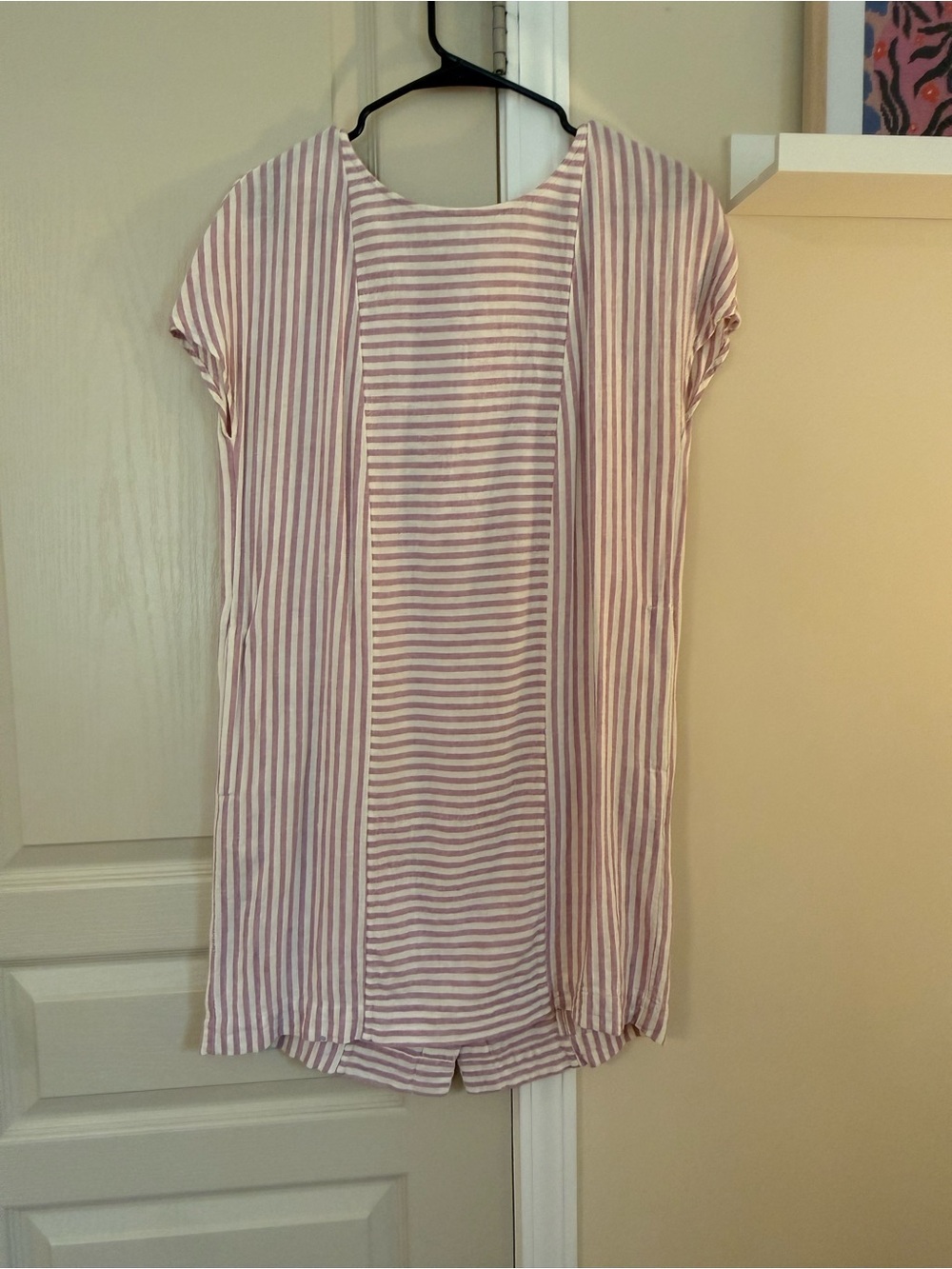Madewell Purple and White Striped Mini Shift Dress